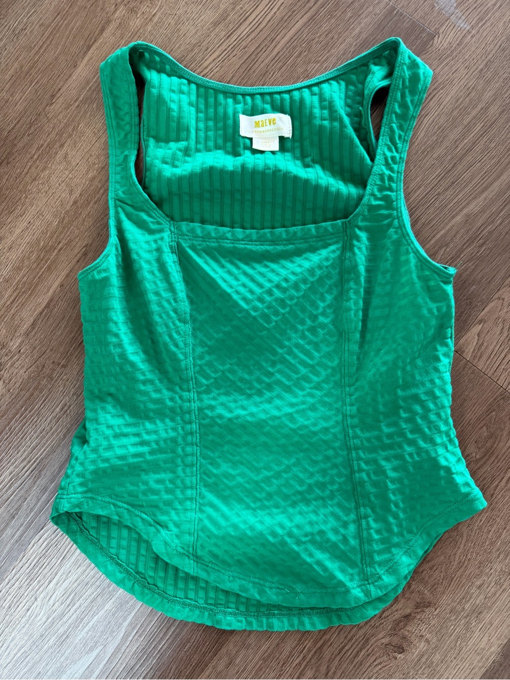 Maeve Emerald Ribbed Square-Neck Tank